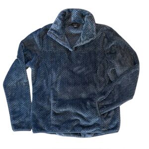 Eddie Bauer Fleece Minky Jacket Women’s Large Dusty Blue Pullover Soft Snap